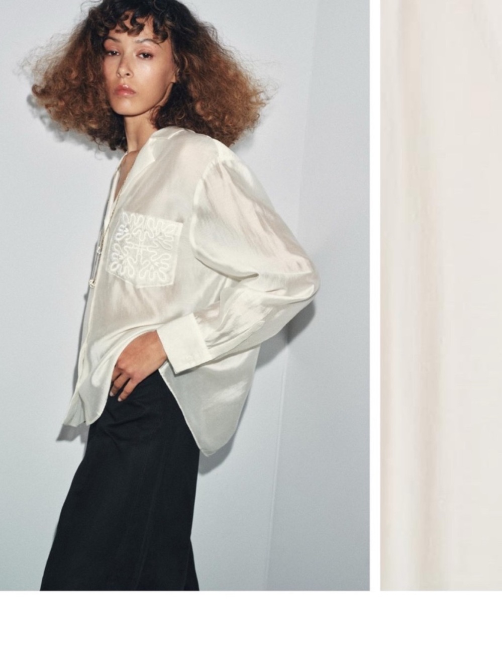 Zara ZW COLLECTION EMBROIDERED POCKET SHIRT